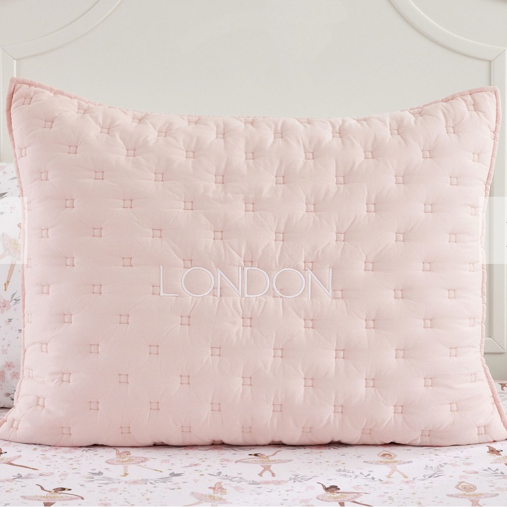 Pottery Barn Kids Pink Square Stitch EURO Quilted Sham - Picture 3 of 8